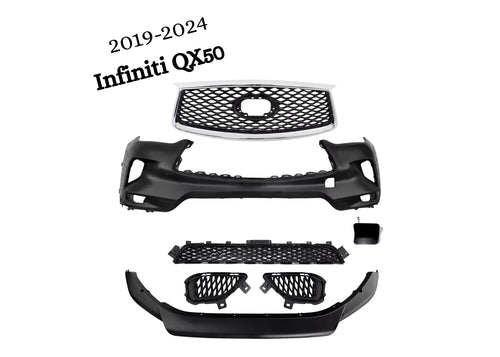 2019-2024 Infiniti QX50 Complete Front Bumper Cover w/o Hole W Side Grille lower Cover - Texas-e-parts