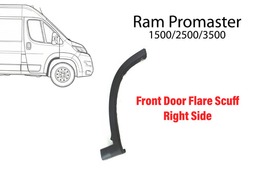 2014-2018 Ram ProMaster 1500 2500 3500 Front Door Flare Scuff Molding Trim Right Passenger Side Gray - Texas-e-parts