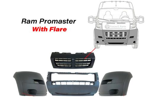 2014-2018 Ram ProMaster 1500 2500 3500 Front Bumper With Side Flares Upper Center Grille - Texas-e-parts