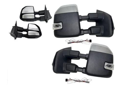 2017-2022 Ford F-250 F-350 Super Duty Left Front Door Side Rear View Mirror Heated Signal Puddle Light Power Adjustment With BSM (Blind Spot Monitoring) Chrome Textured Driver - Texas-e-parts