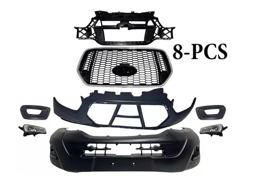 2021-2023 Ford Transit 150 250 350 350HD Front Bumper Upper Lower Cover Grille Honeycomb Inner Bracket & Fog Light Lamp With Cover 8-PCS - Texas-e-parts