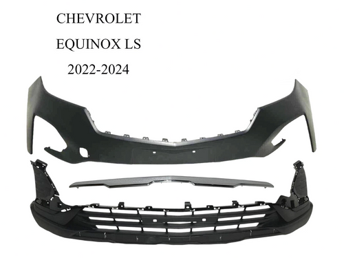 2022-2024 Chevrolet Equinox LS Front Bumper Upper Lower Cover With Chrome Molding Trim - Texas-e-parts
