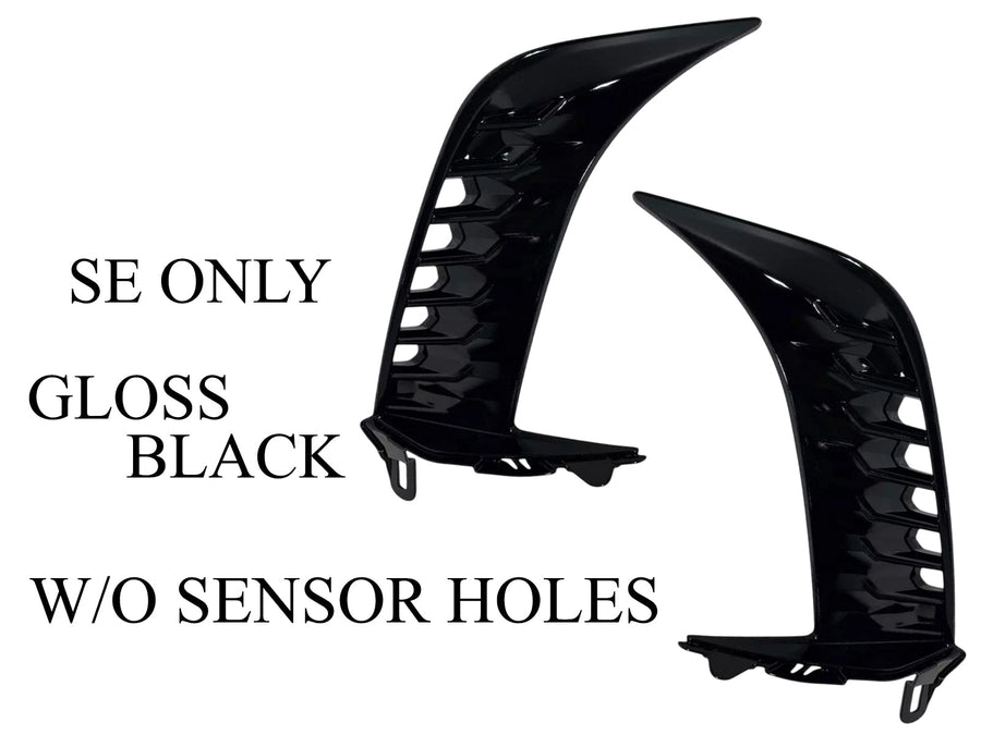 2025 Toyota Camry SE Left Right Front Bumper Side Molding Trim W/o Sensor Hole Gloss Black Set - Texas-e-parts