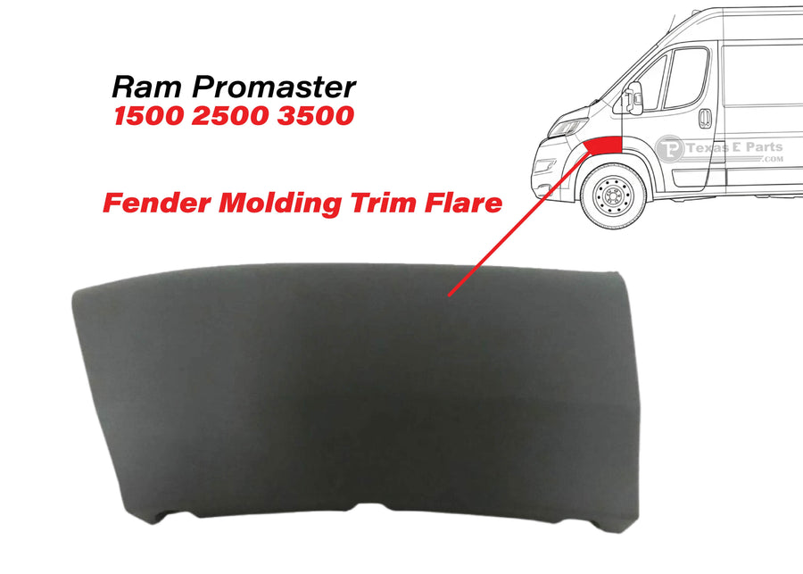 2014-2018 Ram ProMaster 1500 2500 3500 Front Fender Molding Trim Flare Left Driver Side - Texas-e-parts
