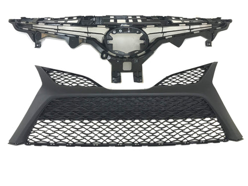 2018-2020 Toyota Camry XSE SE Front Bumper Upper Lower Grille Matte Black Pair - Texas-e-parts