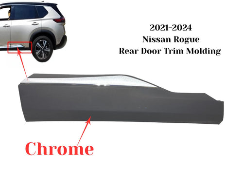 2021-2024 Nissan Rogue Rear Door Molding Trim Chrome Left Driver Side - Texas-e-parts
