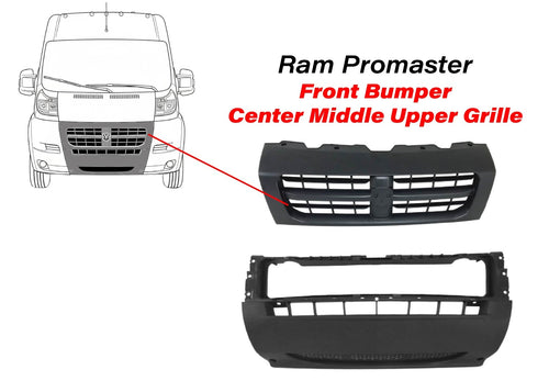 2014-2018 Ram ProMaster 1500 2500 3500 Front Bumper Center Middle Cover With Upper Grille - Texas-e-parts