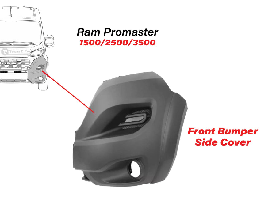 2023-2025 Ram Promaster 1500 2500 3500 Left Front Bumper Side Cover Driver - Texas-e-parts
