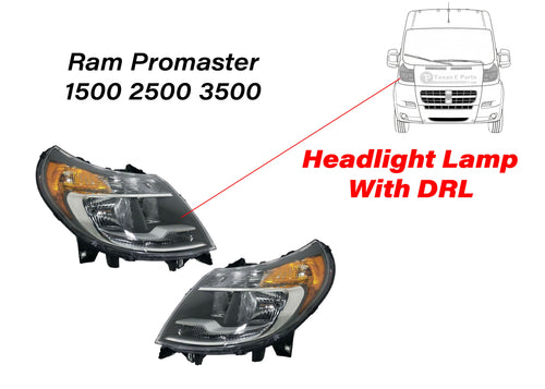 2014-2022 Ram Promaster 1500 2500 3500 Headlight Lamp With DRL Front Left Driver Right Passenger Set - Texas-e-parts