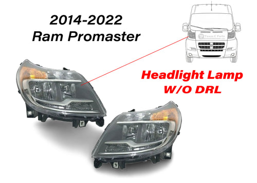 2014-2022 Ram Promaster Headlight Lamp Without Daytime Running Light Front Left Driver Right Passenger Set - Texas-e-parts
