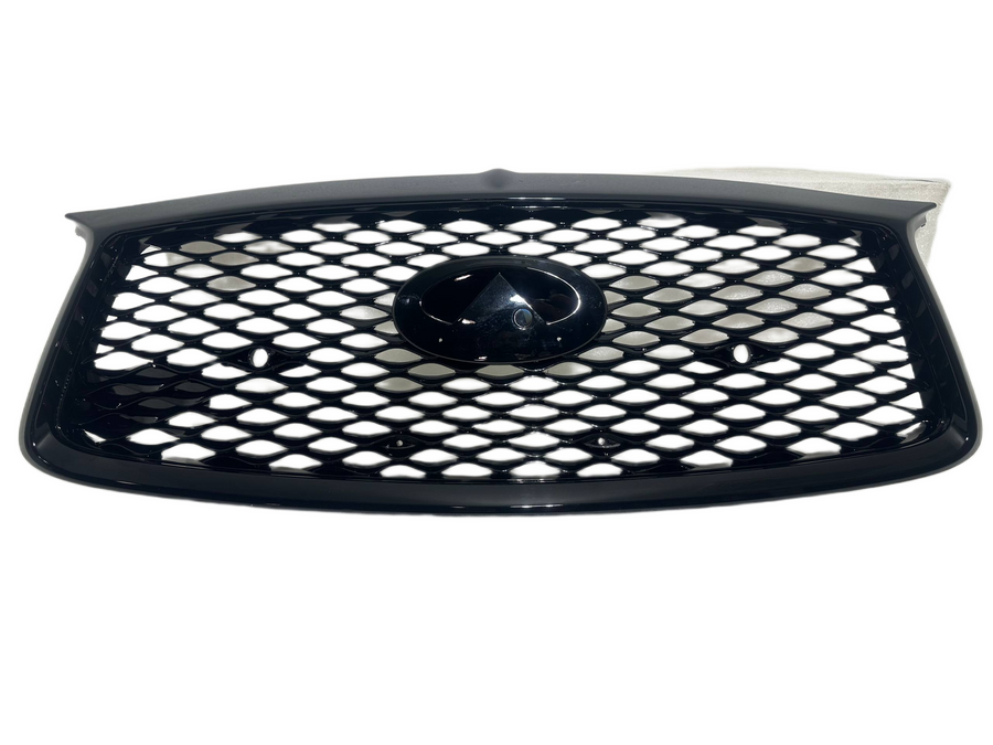 2017 2018 2019 2021 2022 Infiniti Q60 Front Bumper Upper Grille With Sensor Holes Gloss Black
