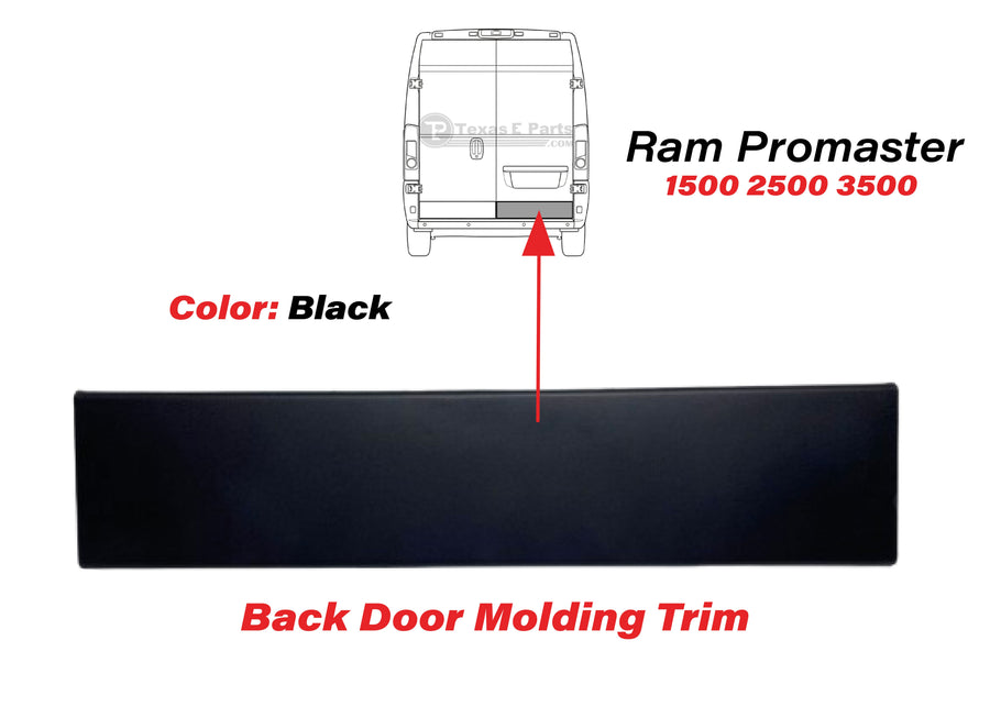2019-2025 Ram Promaster Back Door Molding Trim Black Rear Right Passenger Side - Texas-e-parts