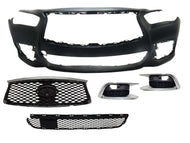 2016 2017 2018 2019 2020 Infiniti QX60 Front Bumper Cover With Upper Lower Grille & Fog Covers - Texas-e-parts