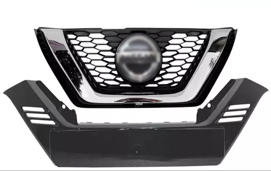 2020-2022 Nissan Rogue Sport Front Bumper Upper Grille With Lower Molding Trim Gloss Black - Texas-e-parts