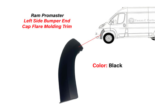 2019-2022 Ram ProMaster 1500 2500 3500 Front Bumper Left Driver Side End Cap Flare Molding Trim Black - Texas-e-parts