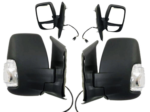 2015 2016 2017 2018 2019 2020 2021 2022 2023 2024 Ford Transit 150 250 350 Front Door Left Driver Right Passenger Power Side Rear View Mirror Heated Signal Short Arm Set - Texas-e-parts