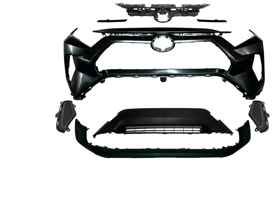 2019-2024 Toyota Rav4 Front Bumper Cover With Lower Grille Insert Trim Fog Light Cover Upper Grille Inner Bracket & Lower Valance Cover - Texas-e-parts