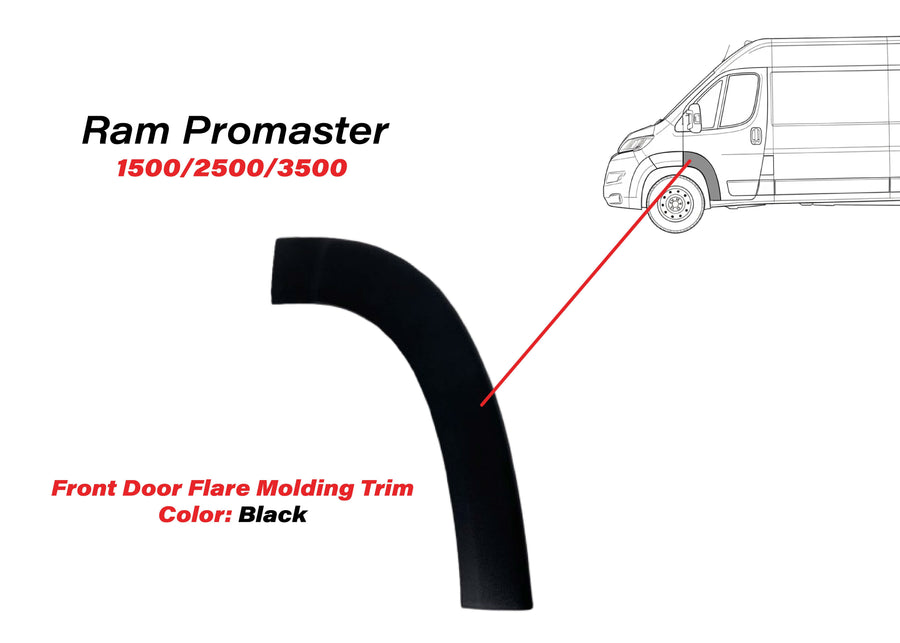 2019-2025 Ram Promaster Left Front Door Flare Trim Molding Driver Side Black - Texas-e-parts