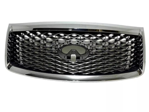 2018 2019 2020 2021 Infiniti QX80 Front Bumper Upper Grille With Camera Option Chrome - Texas-e-parts