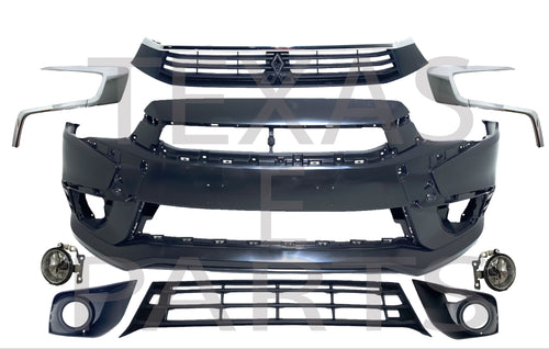 2016 2017 2018 2019 Mitsubishi Outlander Sport Front Bumper Cover Grille Fog Light Lamp Chromes Trims Complete - Texas-e-parts