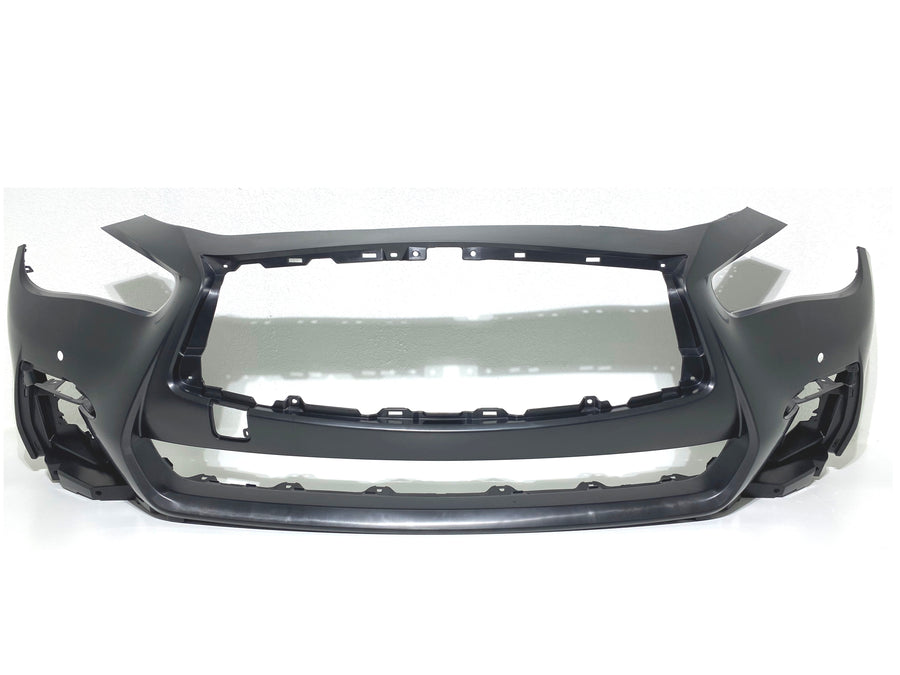 2018 2019 2020 2021 2022 2023 2024 Infiniti Q50 Q50s Sports Front Bumper Cover With Two Sensor Holes - Texas-e-parts
