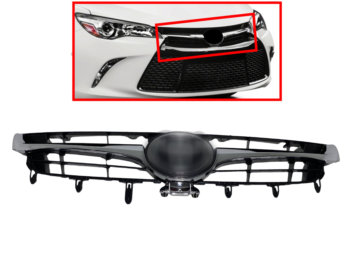 2015 2016 2017 Toyota Camry Front Bumper Upper Grille Chrome Texaseparts