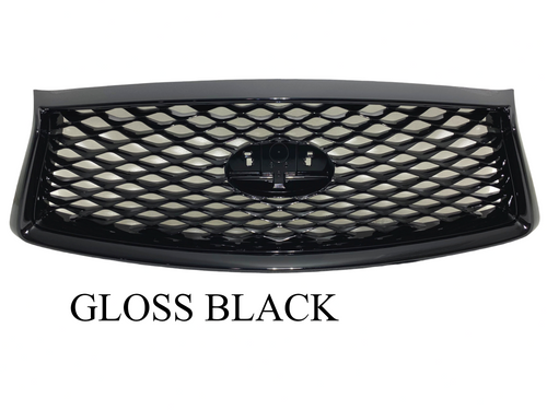 2018 2019 2020 2021 2022 2023 2024 Infiniti Q50 Front Bumper Upper Grille Gloss Black - Texas-e-parts