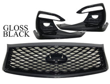 Load image into Gallery viewer, 2018 2019 2020 2021 2022 2023 2024 Infiniti Q50 Front Bumper Upper Grille With Fog Light Covers Gloss Black - Texas-e-parts