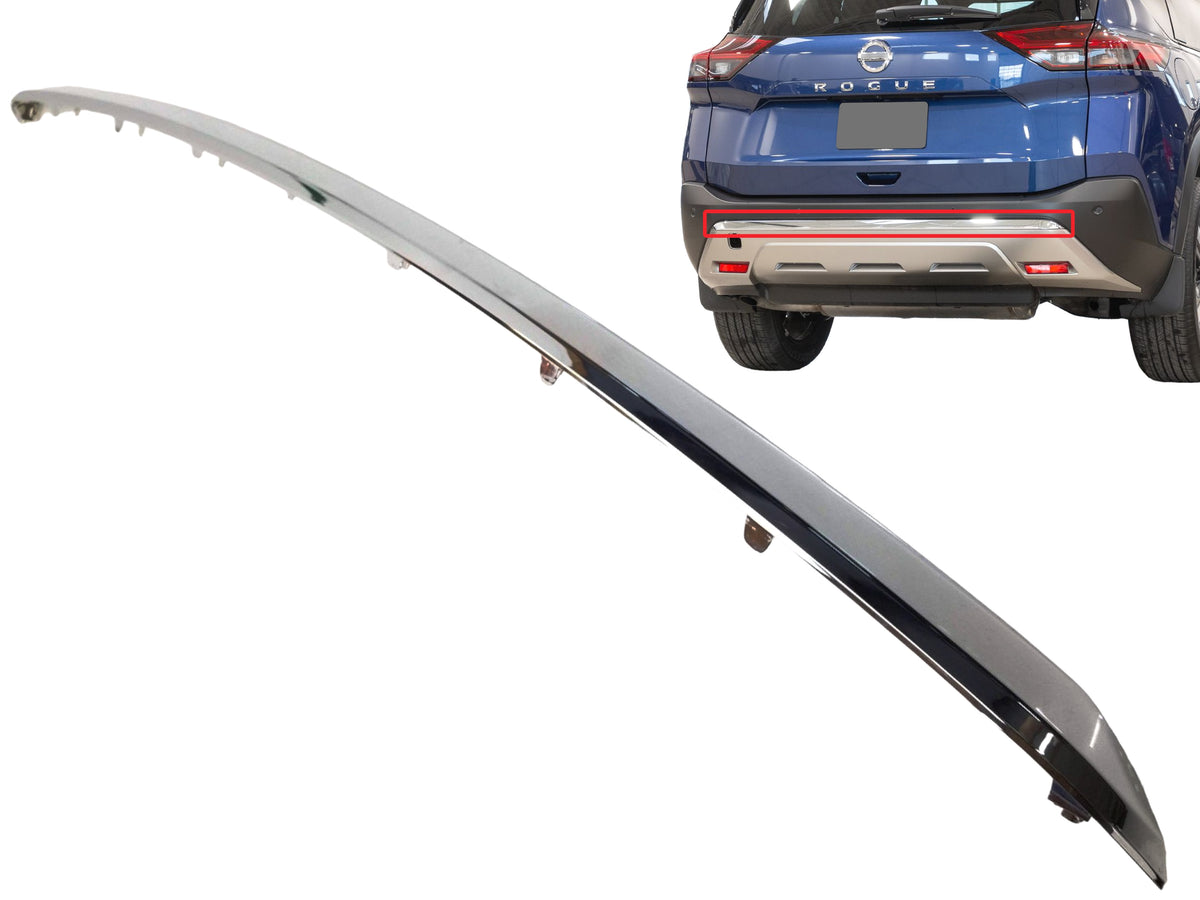 2021 2022 2023 Nissan Rogue Platinum Rear Bumper Chrome Molding Trim 2021-2022-2023-nissan-rogue-platinum-rear-bumper-chrome-molding-trim