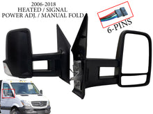 Load image into Gallery viewer, 2006 2007 2008 2009 2010 2011 2012 2013 2014 2015 2016 2017 2018 Dodge Mercedes-Benz Freightliner Sprinter 2500 3500 Van Right Front Door Side Rear View Mirror Heated Signal Power Adjustment Manual Fold Long Arm Passenger