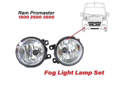 2014-2022 Ram Promaster 1500 2500 3500 Front Bumper Fog Light Lamp Set Left Driver & Right Passenger Side - Texas-e-parts
