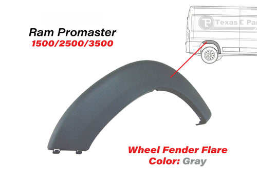 2014-2018 Ram ProMaster 1500 2500 3500 Rear Wheel Flare Molding Trim Right Passenger Side Gray - Texas-e-parts