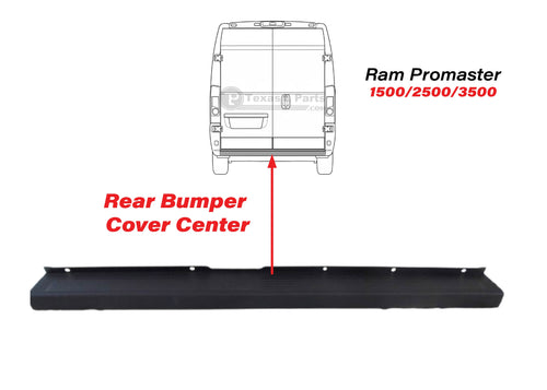 2014-2018 Ram ProMaster 1500 2500 3500 Rear Bumper Cover Center - Texas-e-parts