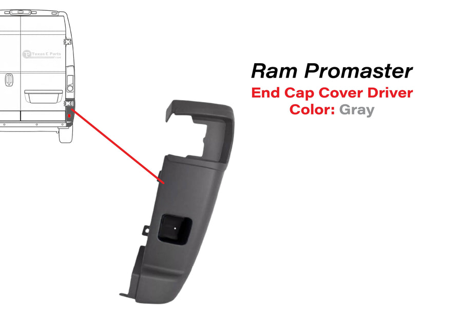 2014-2018 Ram Promaster 1500 2500 3500 Right Rear Bumper Side End Cap Cover Passenger Gray - Texas-e-parts