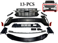 2021 2022 2023 2024 Chevrolet Suburban Tahoe Premier Front Bumper Cover With Upper Lower Grille Air Vents Side Reflector Bumper Bracket Chrome Molding Trim 13-PCS