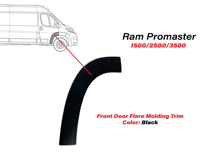 2019-2025 Ram Promaster Right Front Door Flare Trim Molding Passenger Side Black - Texas-e-parts