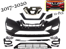 Load image into Gallery viewer, 2017 2018 2019 2020 Nissan Rogue Front Bumper Upper Lower Grille Fog Light Lamp Tow Cap Cover Chrome Molding Trim