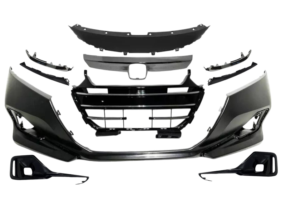 2021-2022 Honda Accord Front Bumper Cover With Grille Upper Lower Headlight Trim & Fog Light Cover 10-Pcs - Texas-e-parts