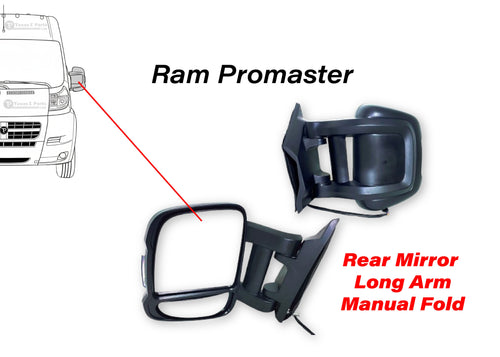 2014-2026 Ram Promaster Left Driver Front Door Power Side Rear View Mirror Long Arm Signal Heated - Texas-e-parts