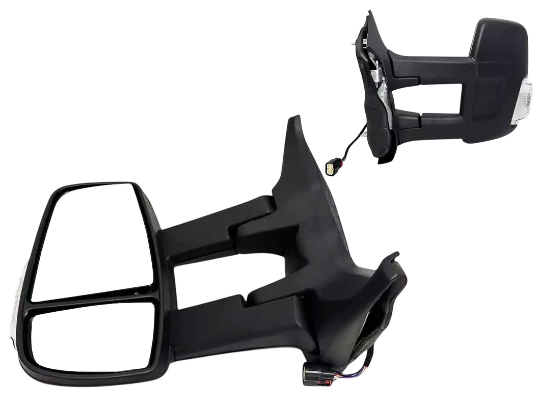 2020 2021 2022 2023 2024 Ford Transit 150 250 350 350HD Left Front Door Power Side Rear View Mirror Heated Signal Manual Folding With BSM ( Blind Spot Monitoring ) Long Arm Driver