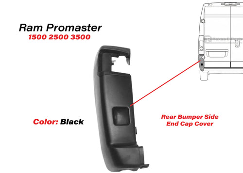 2019-2025 Ram Promaster Left Rear Bumper Side End Cap Cover Driver Black - Texas-e-parts