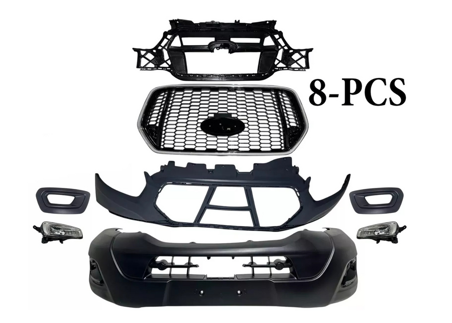 2021-2023 Ford Transit 150 250 350 350HD Front Bumper Upper Lower Cover Grille Honeycomb Inner Bracket & Fog Light Lamp With Cover 8-PCS - Texas-e-parts