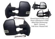 2017 2018 2019 2020 2021 2022 Ford F-250 F-350 Super Duty Left Right Front Door Side Rear View Mirror Heated Signal Puddle Light Power Adjustment With BSM (Blind Spot Monitoring) Black / Textured Driver & Passenger Set