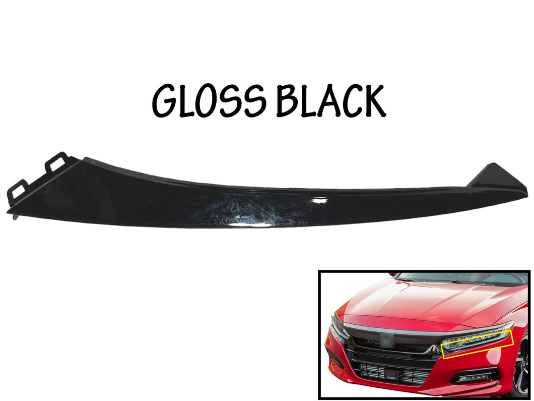 2018 2019 2020 Honda Accord Headlight Lower Molding Trim Front Left Side Gloss Black - Texas-e-parts