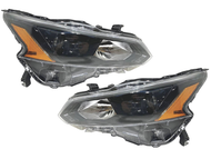 2019 2020 2021 2022 2023 Nissan Altima Headlight Front Left Driver & Right Passenger Side Black Trim Halogen - Texas-e-parts