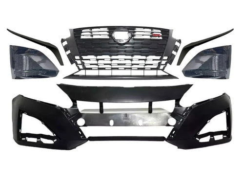 2023-2025 Nissan Altima SR Front Bumper Cover With Grille Fog Light Cover & Dark Chrome Molding Trim - Texas-e-parts