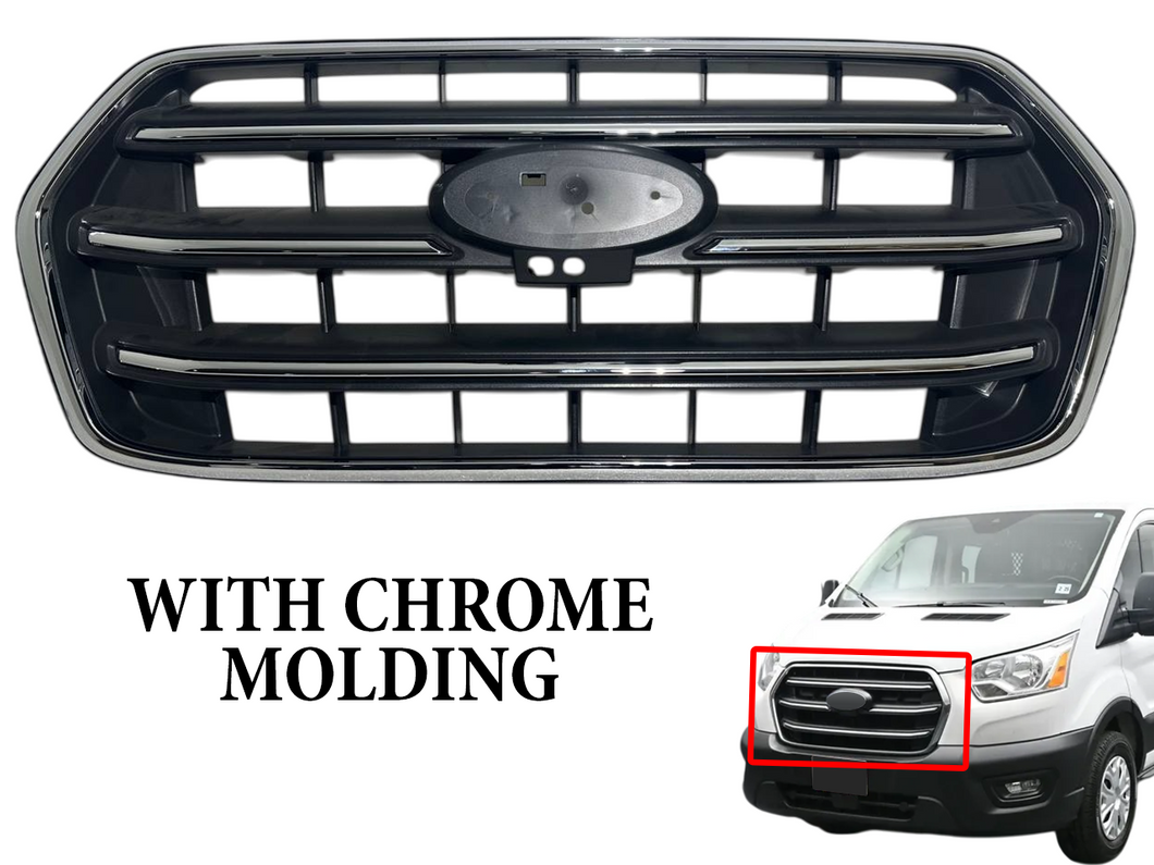 2020 Ford Transit 150 250 350 350HD Front Bumper Upper Grille With Camera Option Chrome