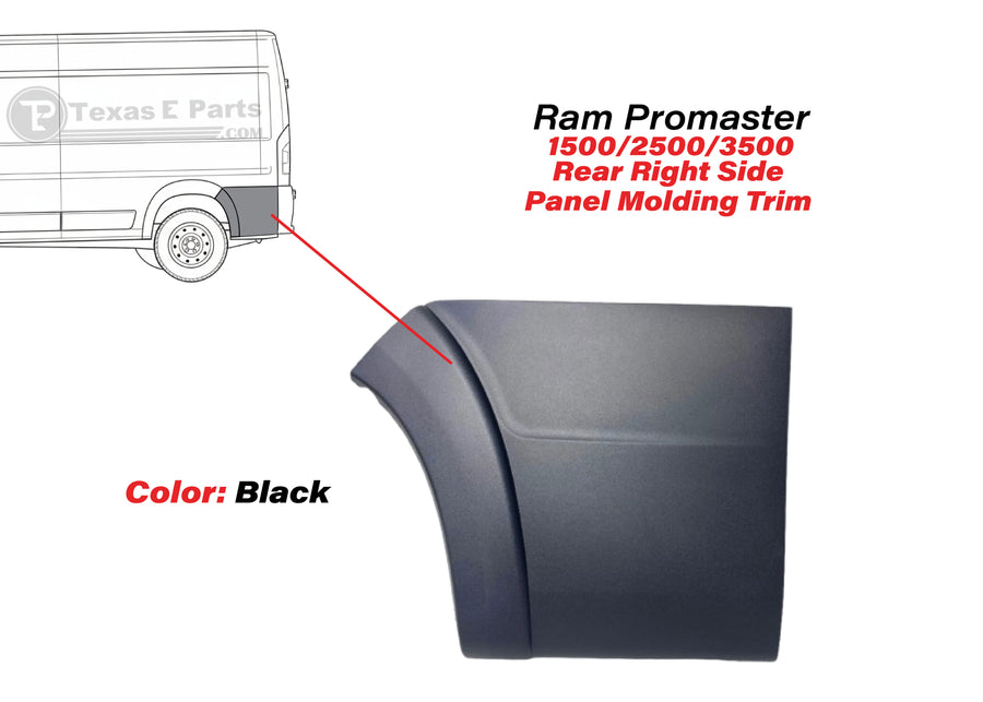 2019-2025 Ram Promaster Rear Left Driver Side Panel Molding Trim Black - Texas-e-parts
