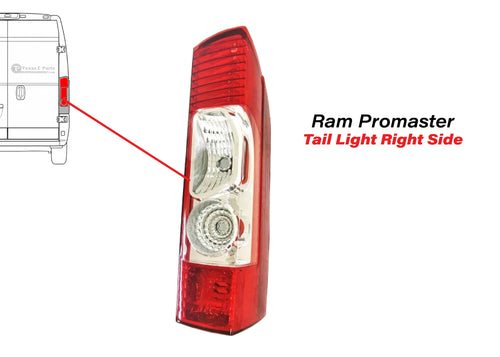 2014-2026 Ram ProMaster 1500 2500 3500 & Promaster EV Tail Light Right Passenger Side - Texas-e-parts