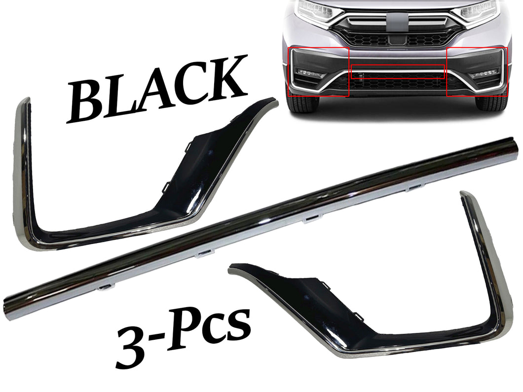 2020 2021 2022 Honda CR-V CRV Front Bumper Center Left Right Molding Trim Black - Texas-e-parts